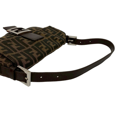 Fendi Mamma Bucket Zucca Ff Pattern Leather Canvas Semi-One Shoulder Bag Brown 20265