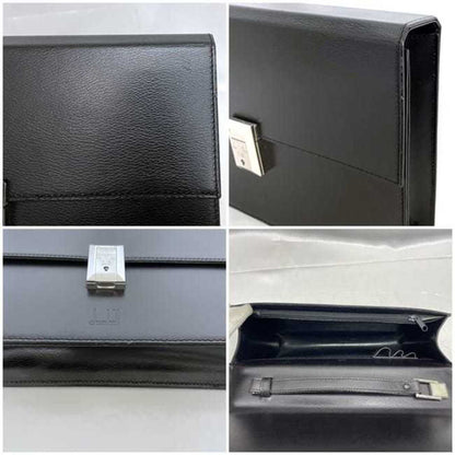 Dunhill Second Bag Ec-22830 Black Sidecar Leather Clutch Strap Flap