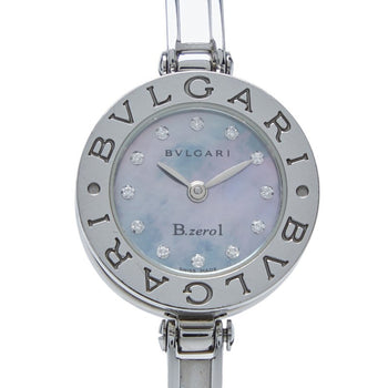 Bvlgari B.Zero1 12P Diamond Bracelet With Blue Shell Dial And Stainless Steel Bangle Watch Bz22S