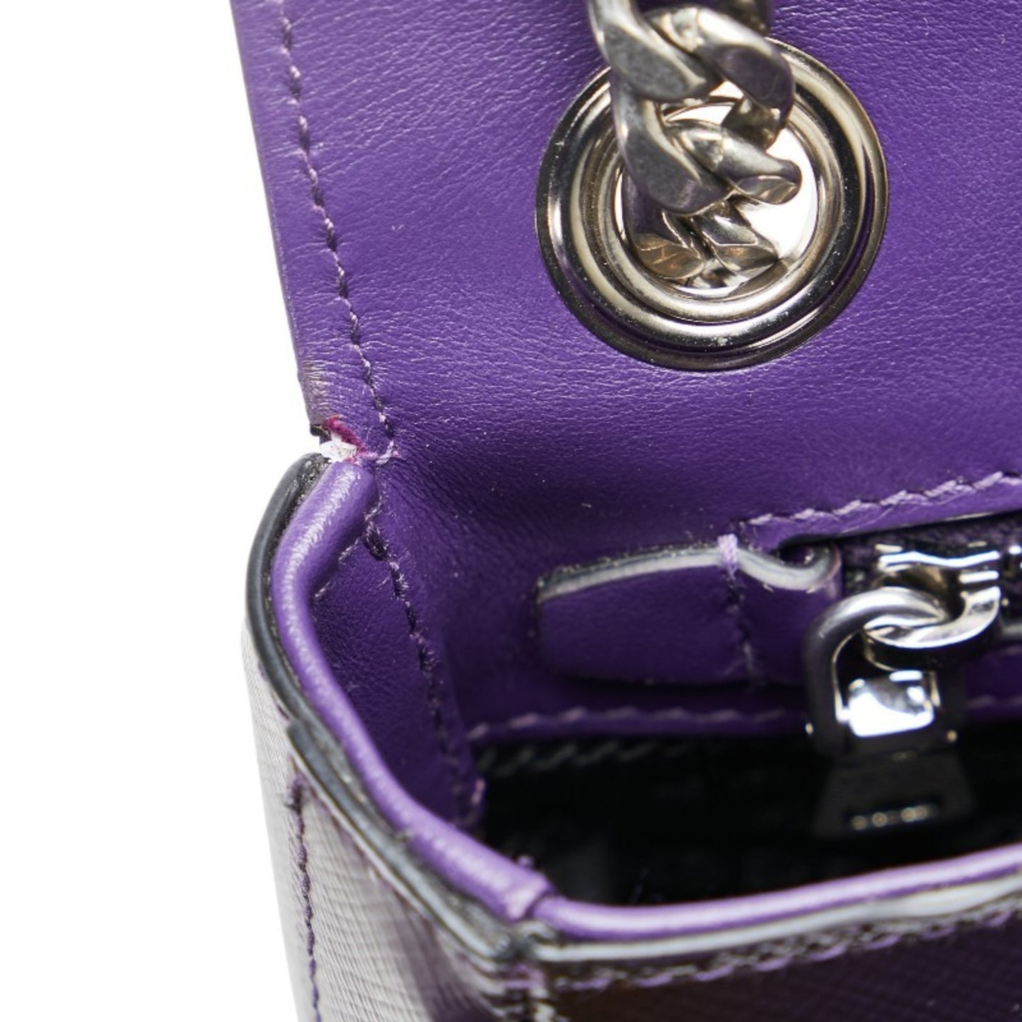 Prada Saffiano Chain Crossbody Shoulder Bag 1Bd147 Purple Enamel