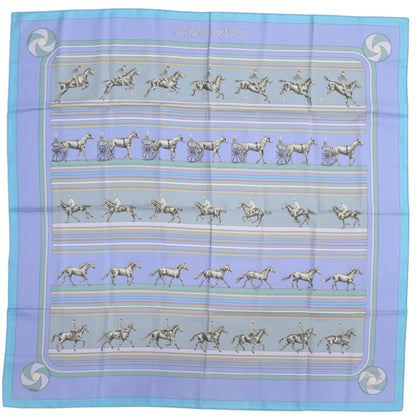 Hermes Herms Carr 90 Sequence Silk Scarf/Muffler In Light Blue