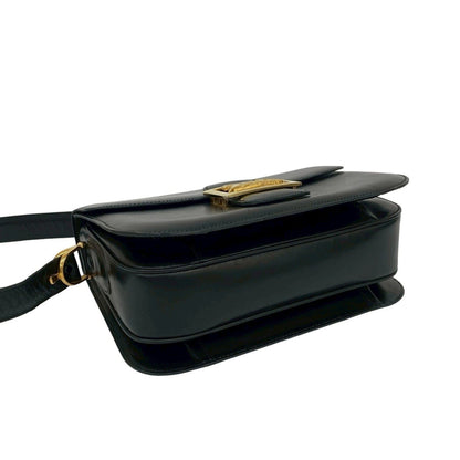 Celine Vintage Logo Horse-Drawn Carriage Hardware Calf Leather Shoulder Bag/Pochette/Sacoche Black