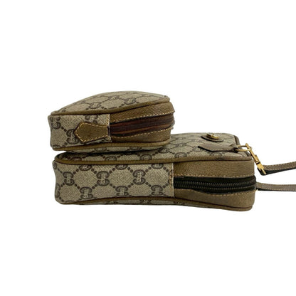 Gucci Old Gucci Vintage Plus Logo Leather Mini Shoulder Bag Pochette Brown 21335