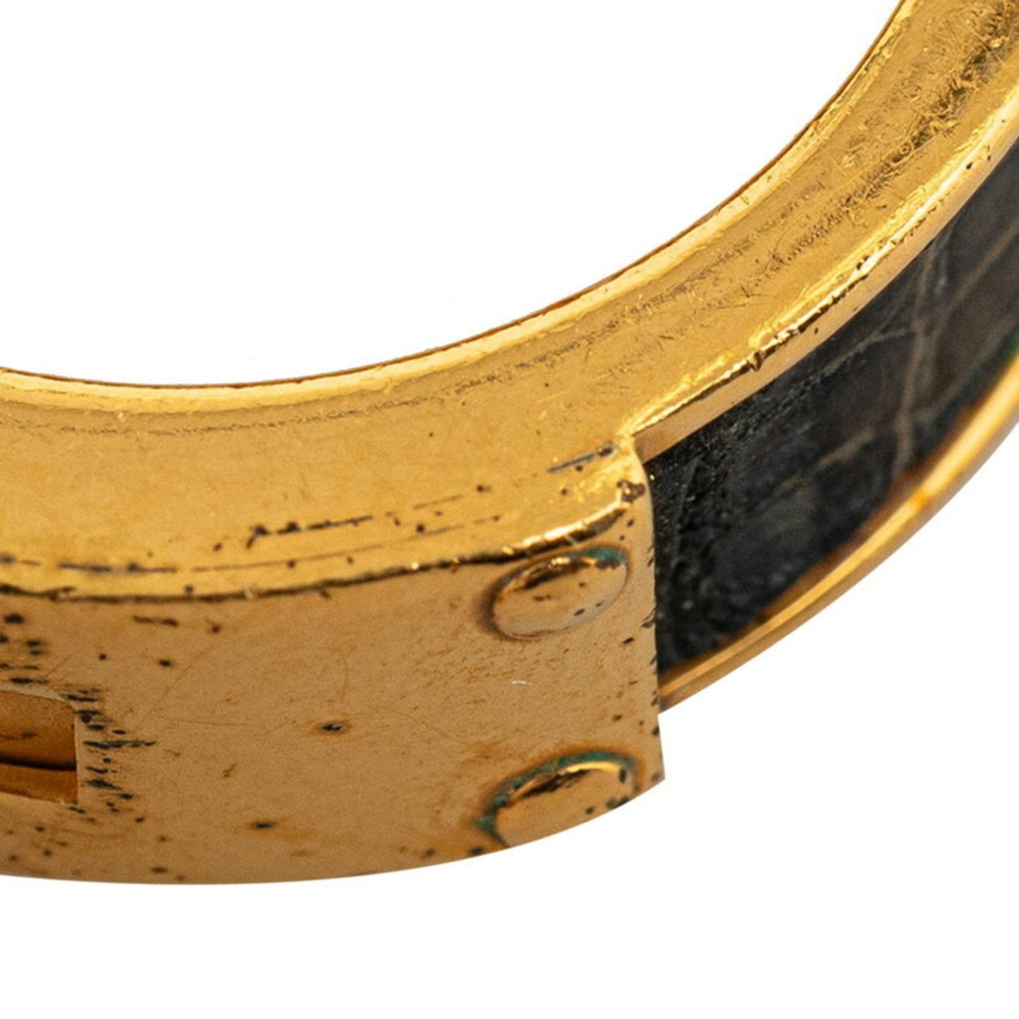 Hermes Kelly Scarf Ring Gold Black Plated