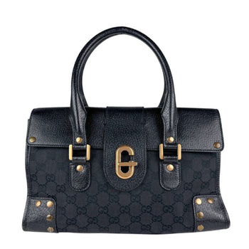 Gucci Handbag Gg Canvas Leather Black Bronze