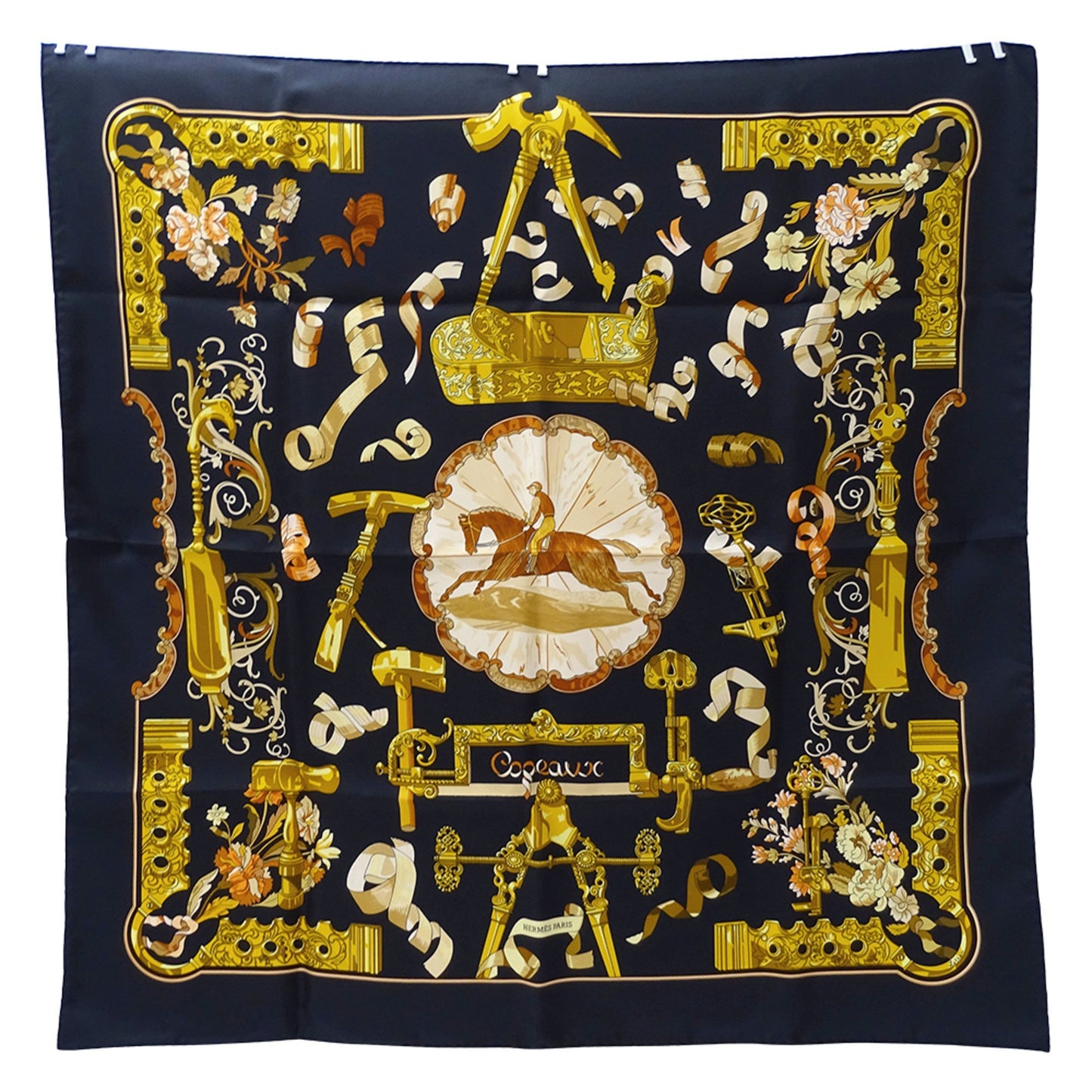 Hermes Herms Carr 90 Copeaux Scarf
