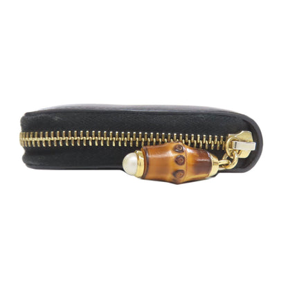 Gucci 453158 Nimfair Round Zipper Bamboo Long Wallet In Calfskin