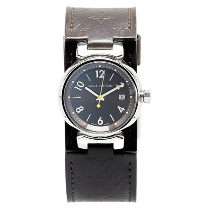 Louis Vuitton Tambour Watch Q1111 Quartz Brown Dial Stainless Steel Leather