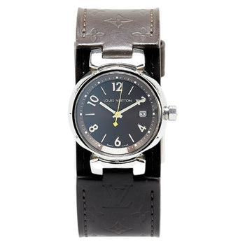 Louis Vuitton Tambour Watch Q1111 Quartz Brown Dial Stainless Steel Leather