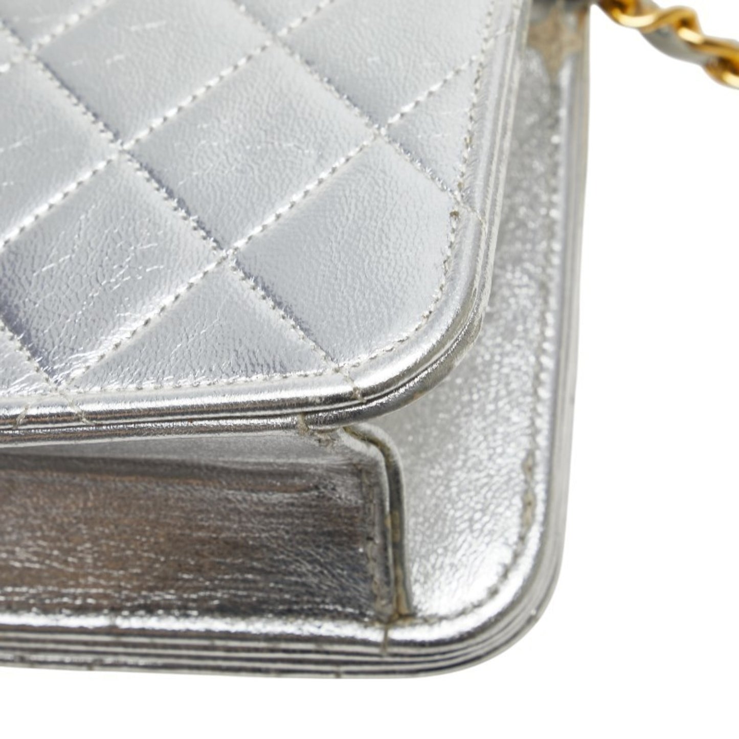 Chanel Matelasse Coco Mark Chain Shoulder Bag In Silver Leather