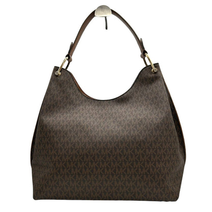 Michael Kors One-Shoulder Hobo Bag With Signature Mk Logo Charm In Brown Leather