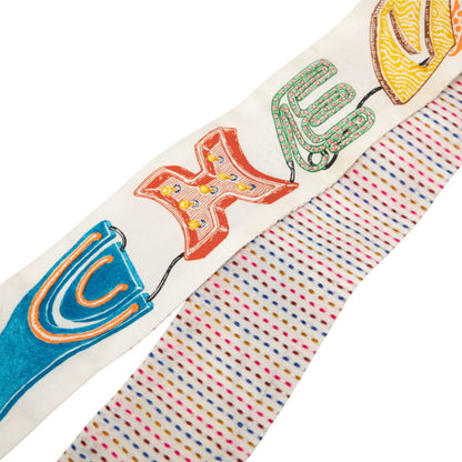 Hermes Herms Twilly Chevaloscope Neon Scarf/Muffler In White