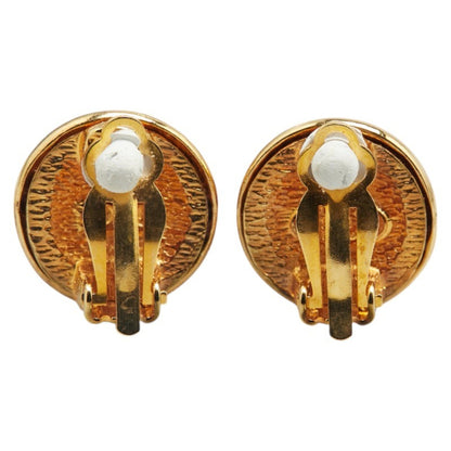 Chanel Coco Mark Round Earrings Gold Plated