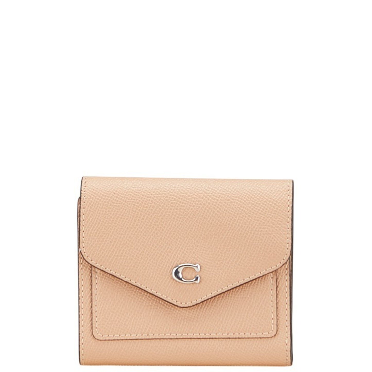 Coach Winn Small Trifold Wallet In Beige Leather