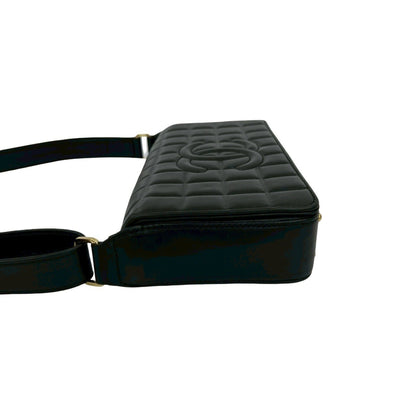 Chanel Chocobar Coco Mark Lambskin Shoulder Bag/Handbag In Black