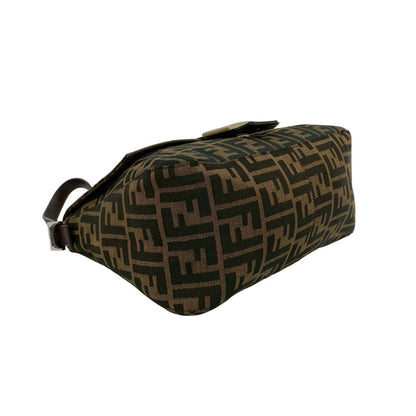 Fendi Mamma Bucket Ff Logo Print Leather Canvas Semi-Shoulder Bag/Handbag Brown 30404