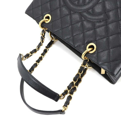 Chanel Matelasse Grand Chain Tote Bag Gst Caviar Leather Black A50995