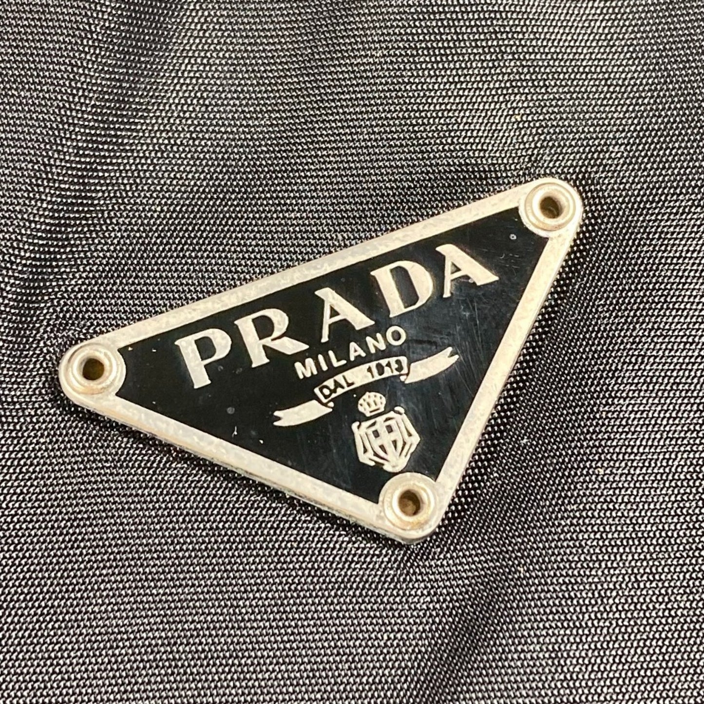 Prada Triangle Logo Plate Handbag In Nylon