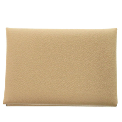 Unused Herms Calvi Duo Evercolor Beige Marfa K Stamp (Made In 2025) Coin Case Wallet 1348 Hermes