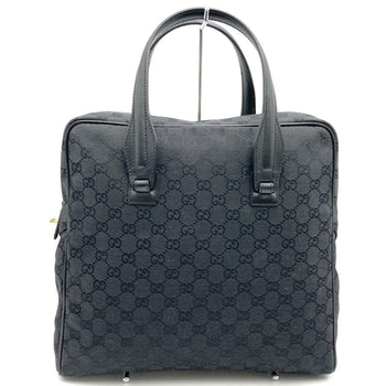 Gucci 90677 001013 Handbag Tote Bag Gg Canvas Pattern Leather Black