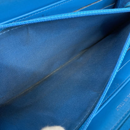 Chanel Patent Leather Turquoise Blue Long Wallet