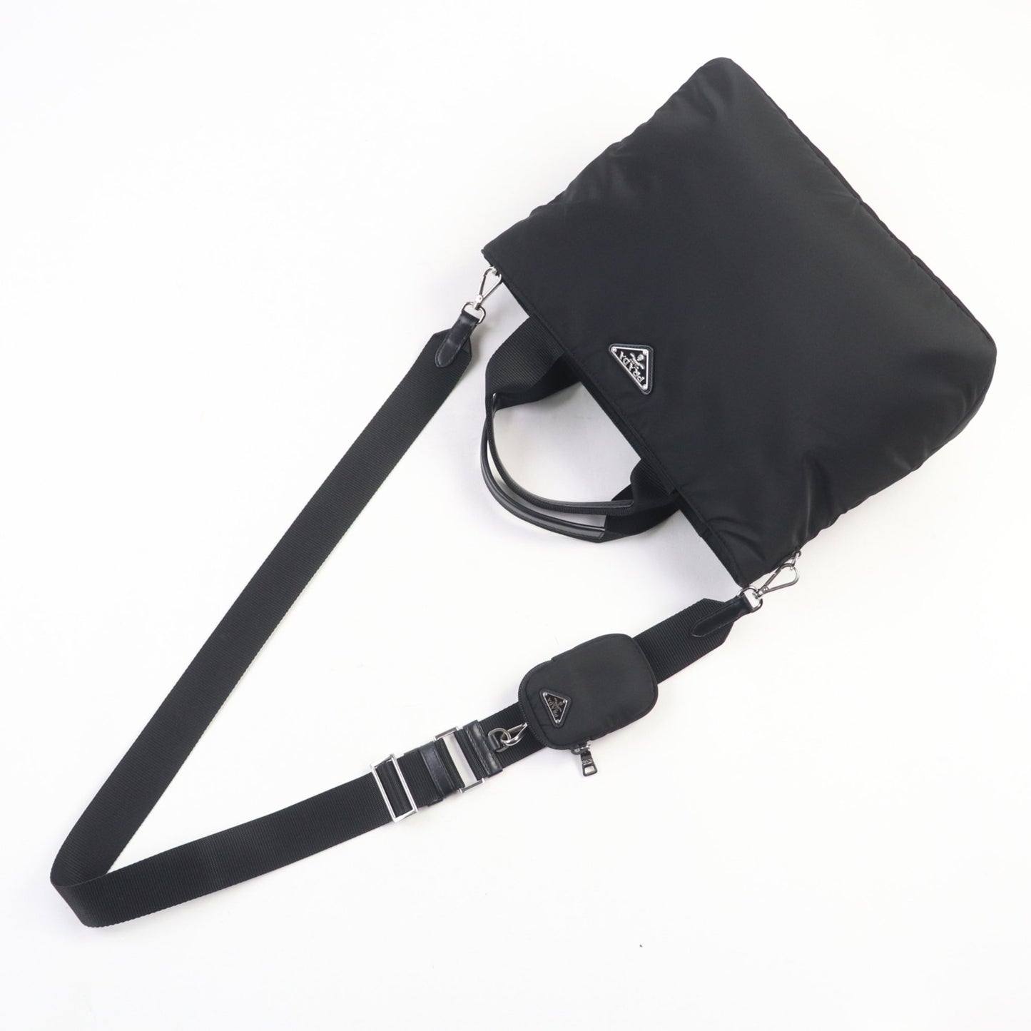 Prada 1Bg867 Re-Nylon Pouch/Shoulder Bag With Triangle Logo And Leather Detailing