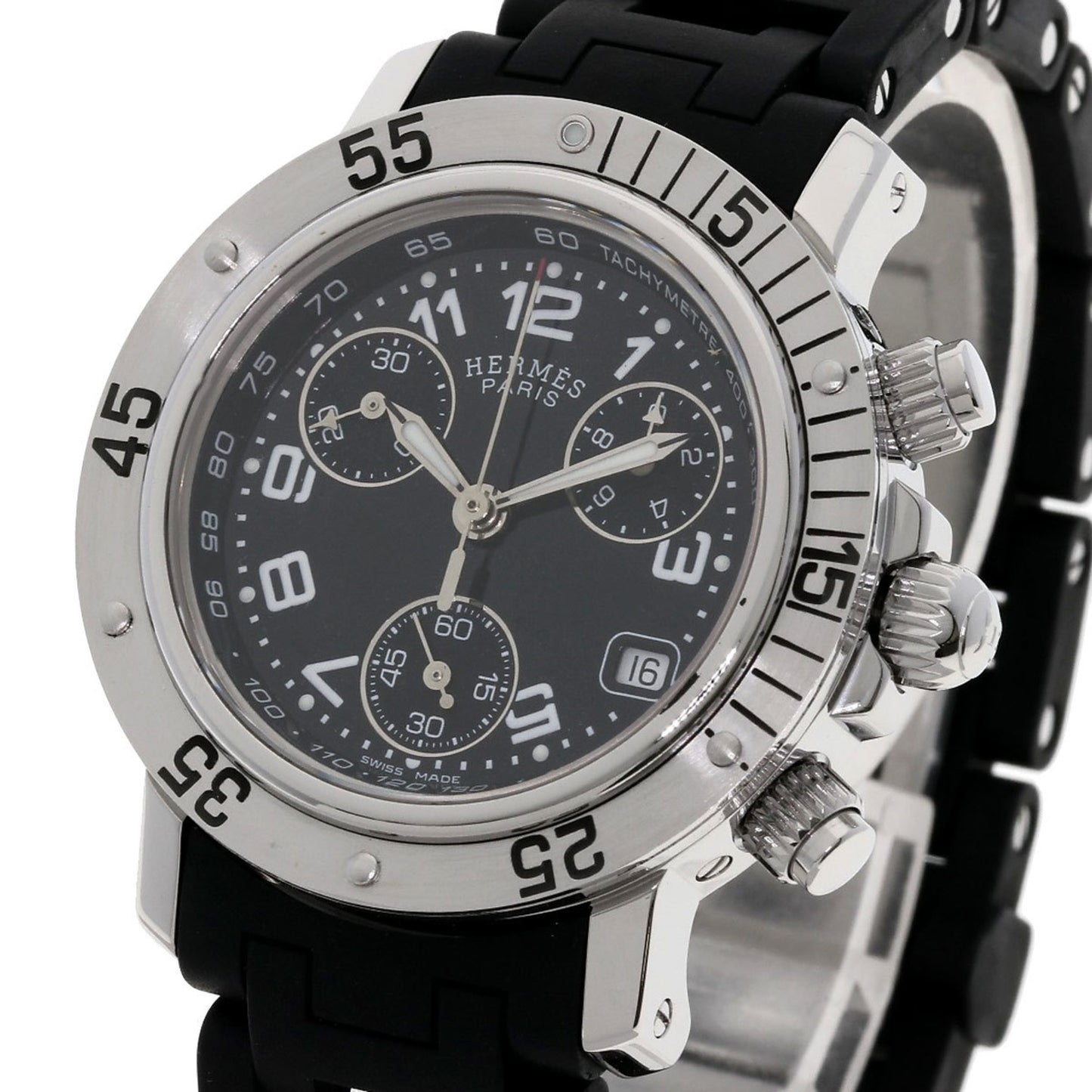 Herms Cl2.315 Clipper Diver Chronograph Watch In Stainless Steel