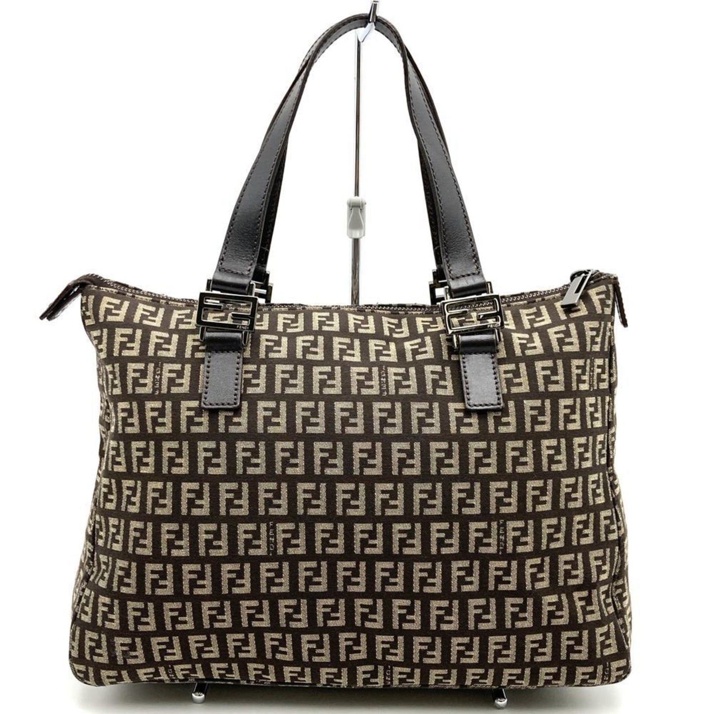 Fendi Zucchino Handbag Tote Bag In Brown Canvas