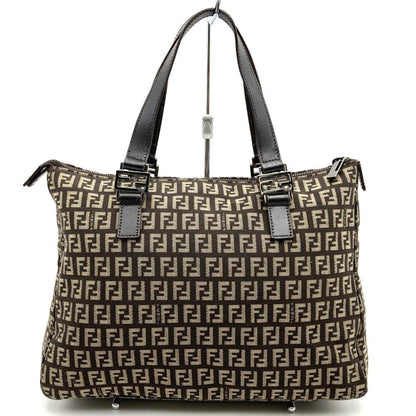 Fendi Zucchino Handbag Tote Bag In Brown Canvas