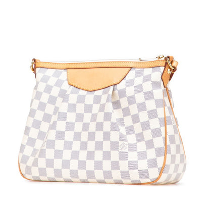 Louis Vuitton Damier Azur Syracuse Pm Crossbody Shoulder Bag N41113 White Leather