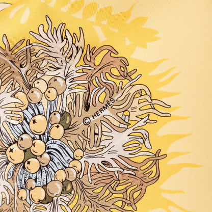 Hermes Herms Carr 90 "L'Ile Deserte" Desert Island Scarf In Yellow