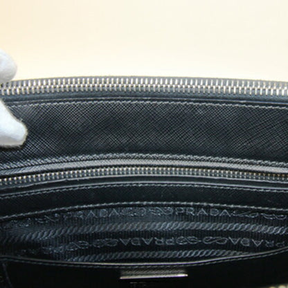 Prada Handbag B1801K Black Nylon Leather Stitching