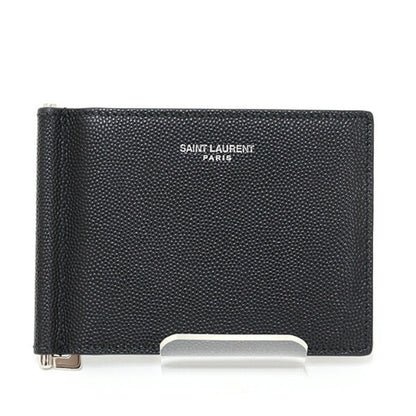 Saint Laurent Paris Bill Clip Wallet In Grained Leather