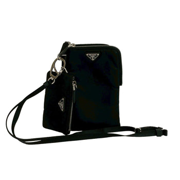 Prada Re-Nylon Triangle Logo Hardware Nylon Pouch Shoulder Bag Smartphone Case Black 20924