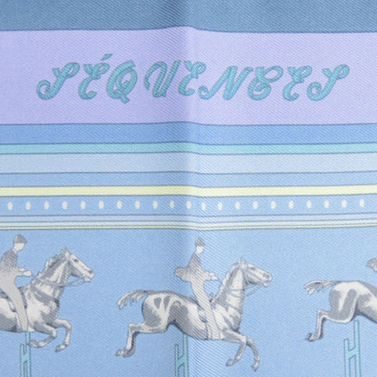 Herms Carr 45 Petit Sequence Silk Scarf Muffler In Light Blue