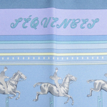 Herms Carr 45 Petit Sequence Silk Scarf Muffler In Light Blue