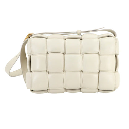 Bottega Veneta Intrecciato Padded Cassette Shoulder Bag In White Leather