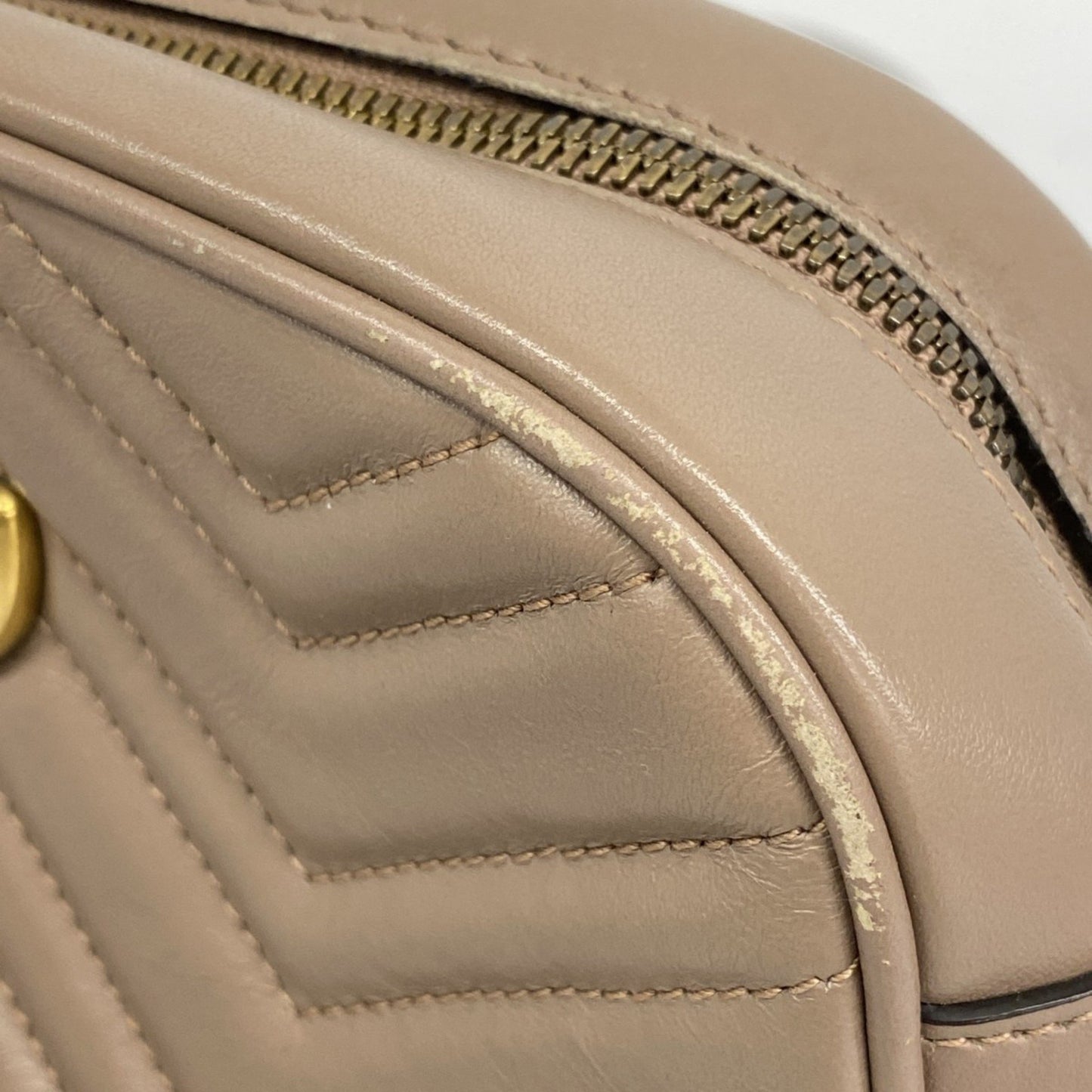 Gucci Gg Marmont Shoulder Bag 447632 Leather Pink Beige