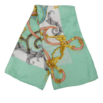 Hermes Herms Carr 90 "L'Instruction Du Roy" Scarf/Muffler In Green Multicolor Silk