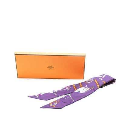Hermes Twilly Tout En Carre Everything Is In The Carre Scarf Muffler Purple Multicolor Silk