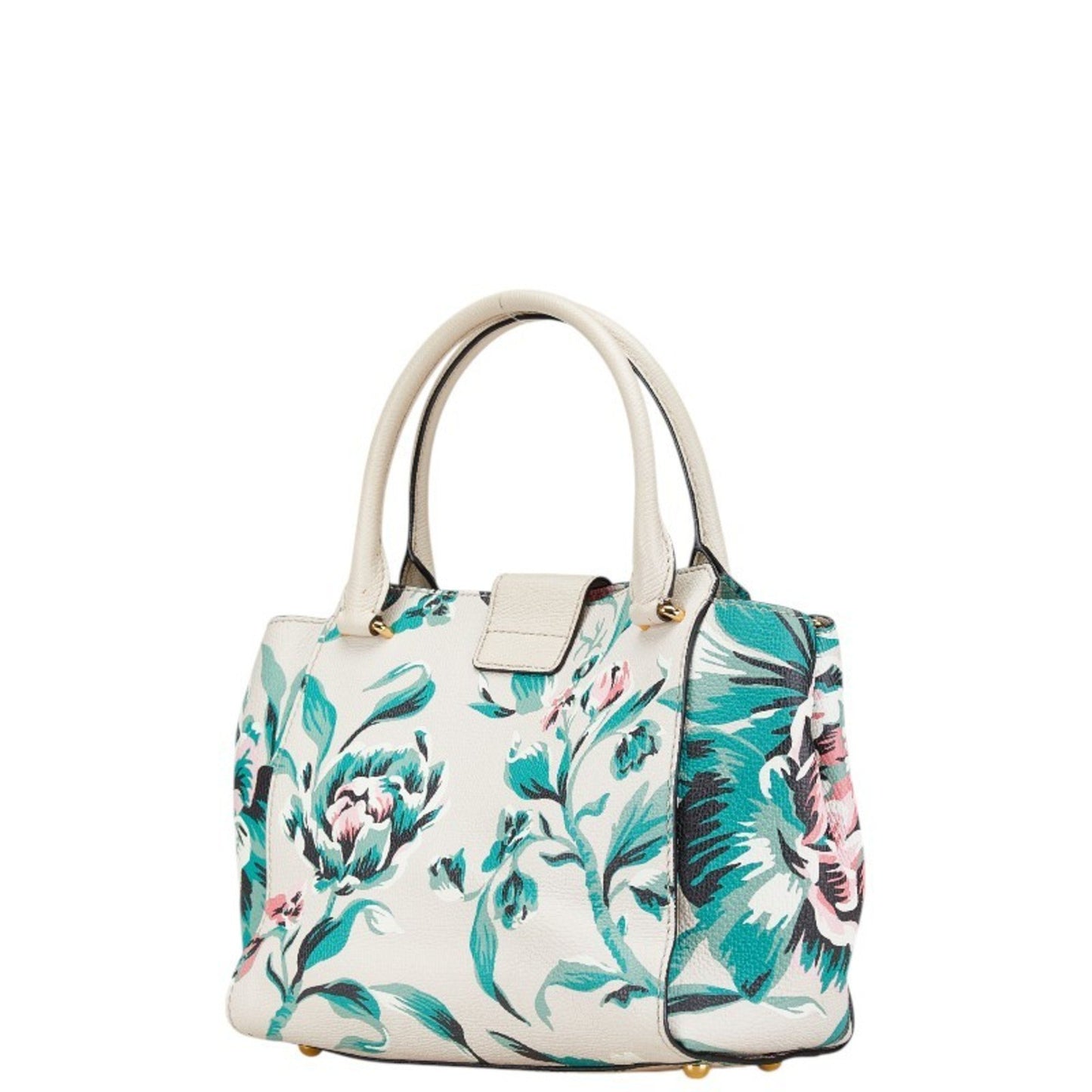 Burberry Check Buckle Tote With Floral Motif