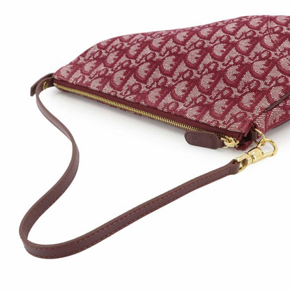 Christian Dior Trotter Saddle Bag Shoulder Pouch Canvas Leather Bordeaux