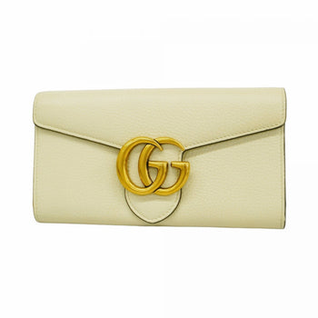 Gucci Gg Marmont Long Wallet 779776 Leather Ivory