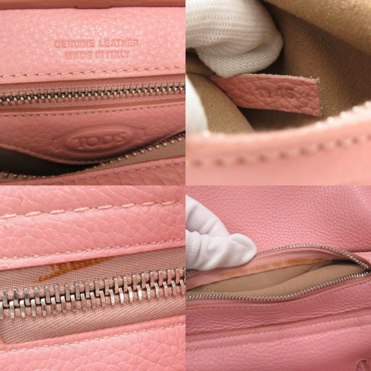 Tod'S Wave Line Backpack Leather Pink Rucksack Shoulder Handbag 0555Tod'S