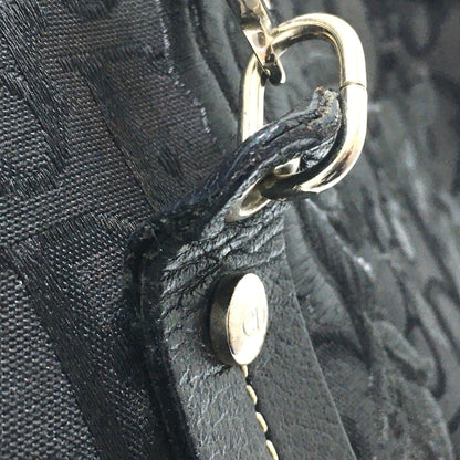 Christian Christian Dior Flower Embroidery Bag Shawl Tote Bag Black