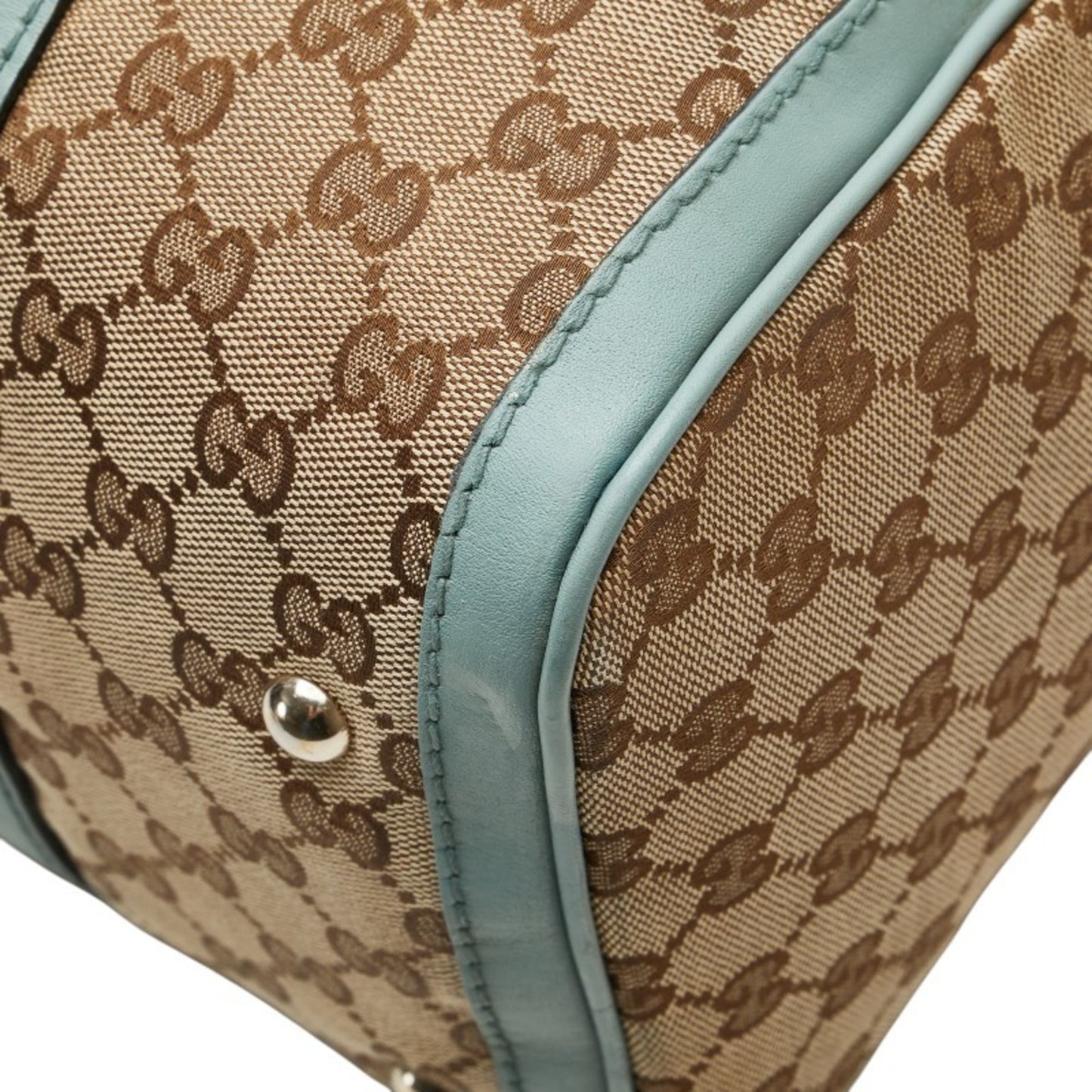 Gucci Gg Canvas Handbag/Shoulder Bag 2Way 247205 Beige Blue Leather