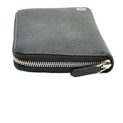Bvlgari Man Round Zip Long Wallet Black Leather