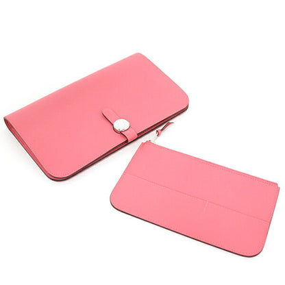 Hermes Hermes Dogon Gm Evercolor Pink Y Stamp () Duo Long Wallet F-04682