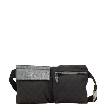 Gucci Gg Canvas Waist Bag/Body Bag 28566 Black Leather