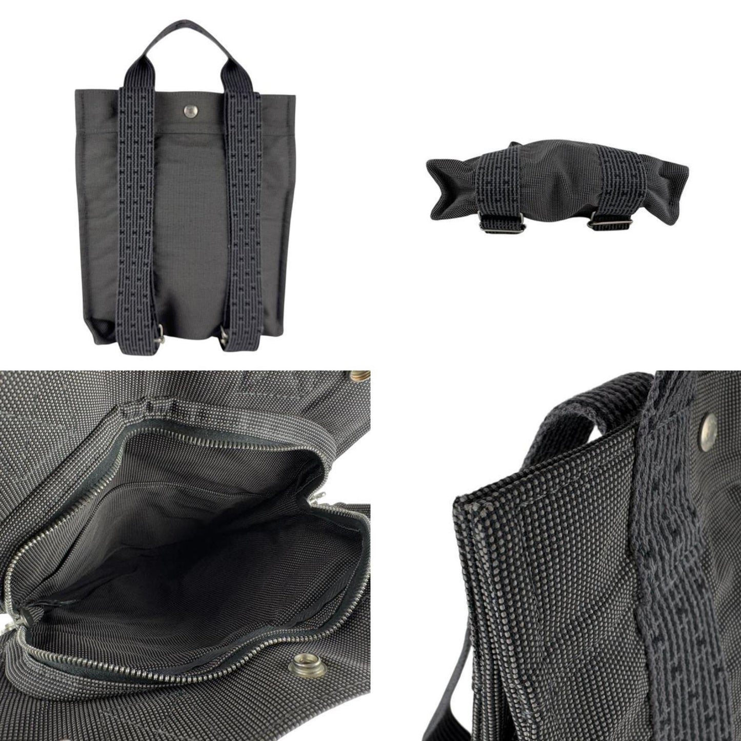 Hermes Herms Air Line Sac Ado Pm Backpack In Nylon Canvas